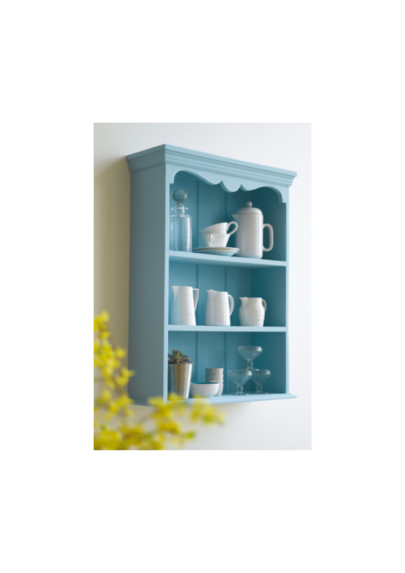 Sky Blue Paint shown on a shelving unit.